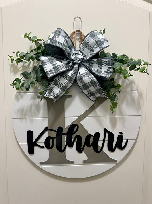 Door Sign - Personalized - Monogram with Name