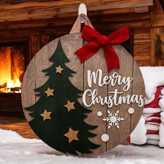 Door Hanger - Rustic Merry Christmas