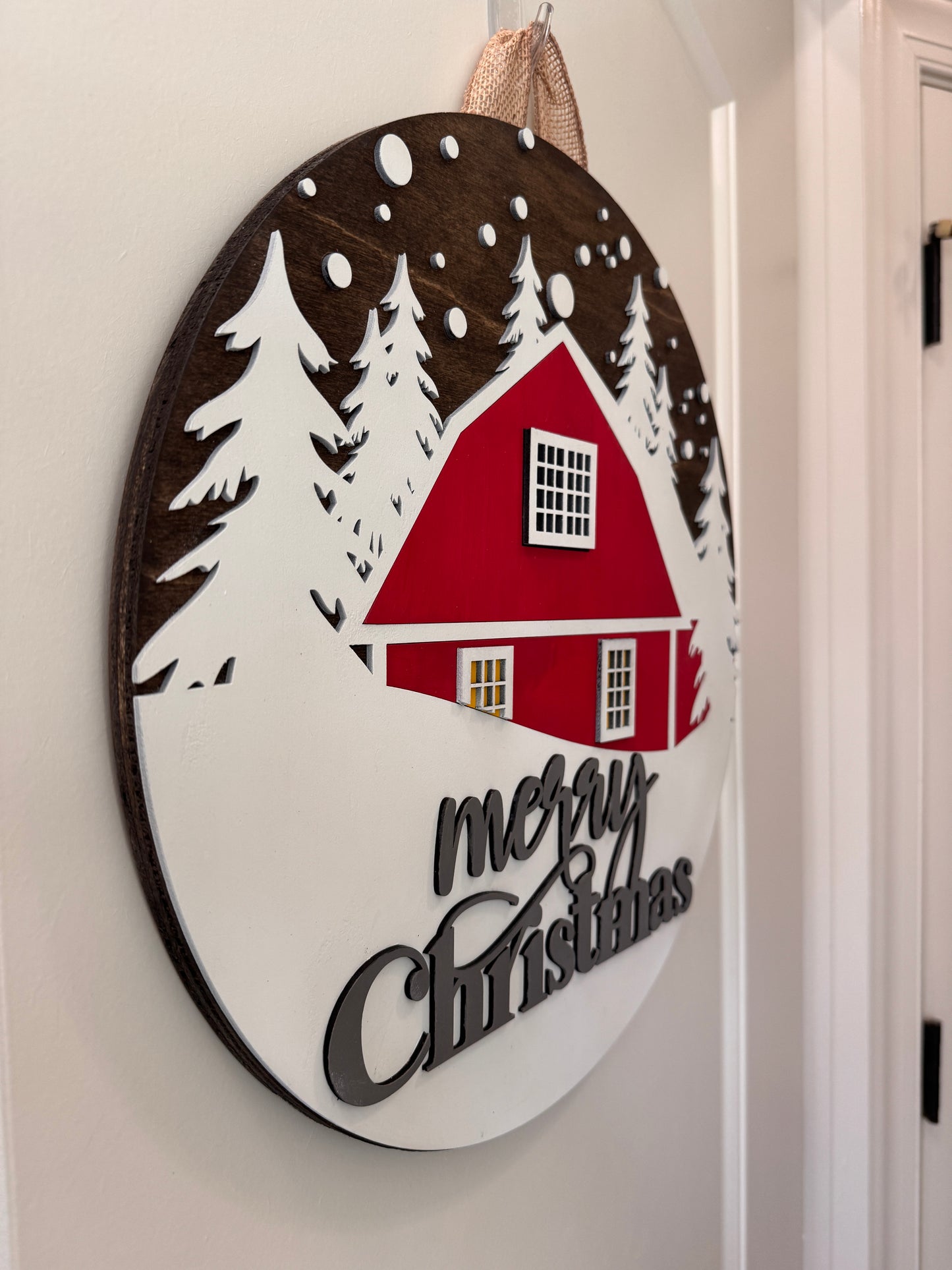 Door Hanger - Merry Christmas Barn