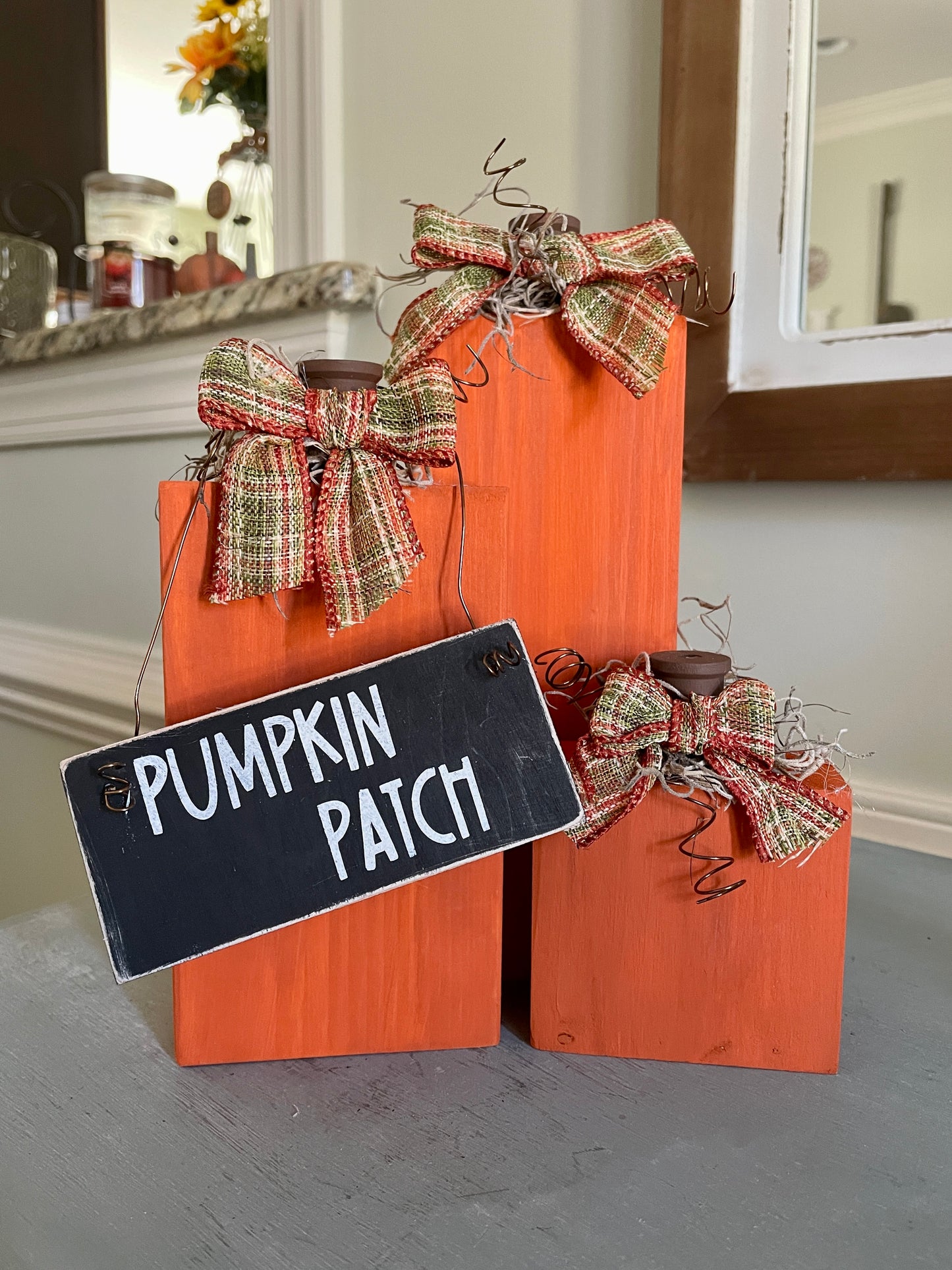 Wood Pumpkin set of 3