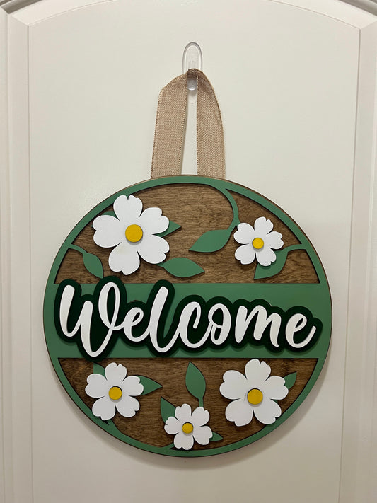 Door Hanger - Welcome Pretty Flower