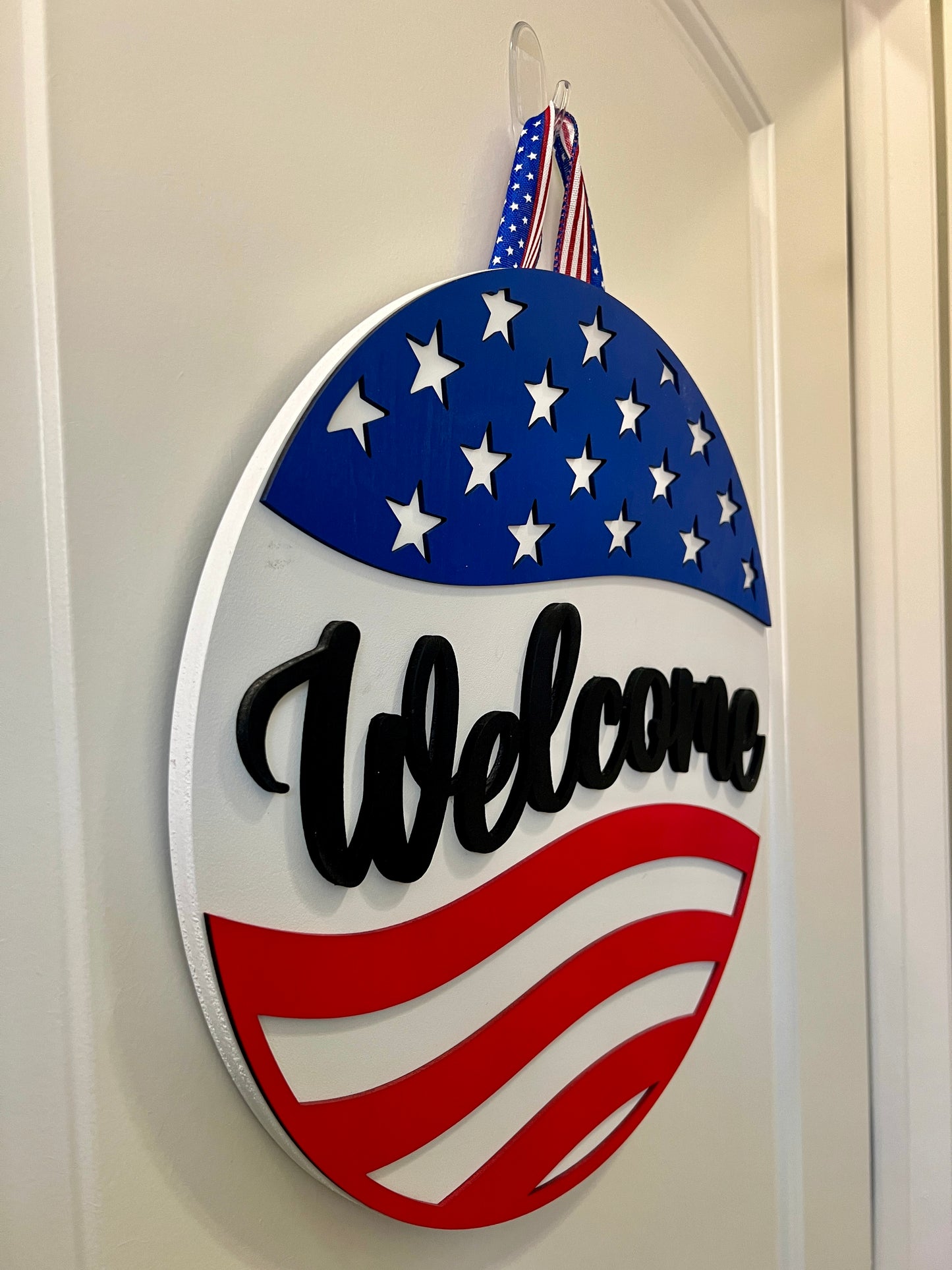 Door Hanger - Wavy Patriotic Welcome