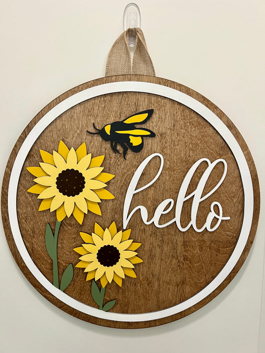 Door Hanger - Hello Sunflower Bee