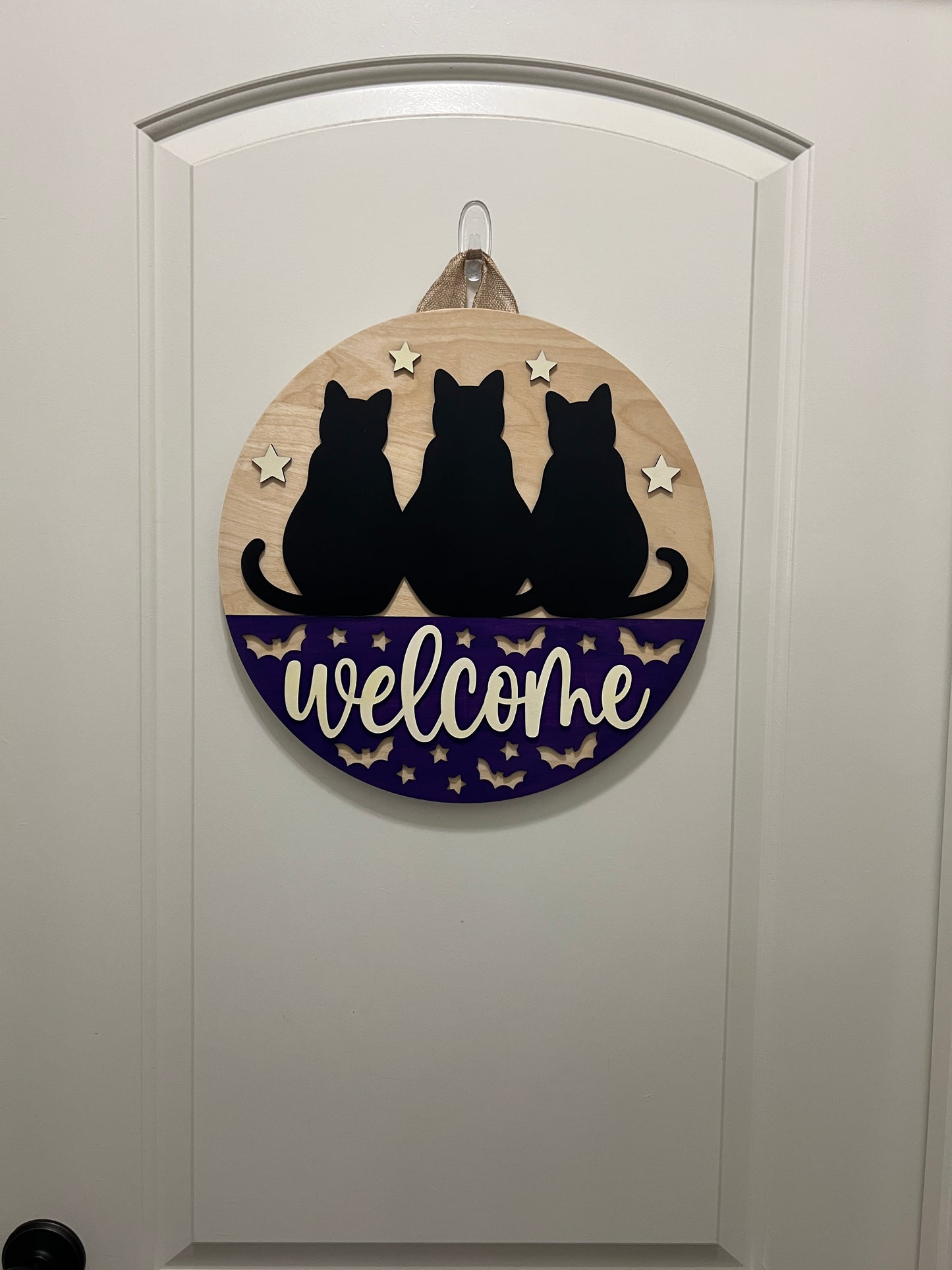 Door Hanger - Welcome (Three Black Cats)