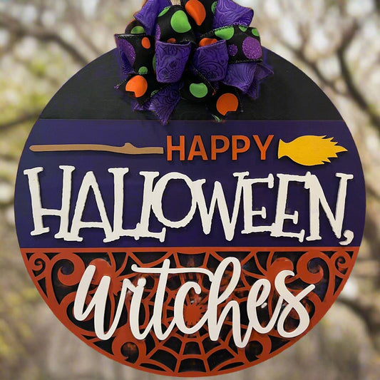 Door Hanger - Happy Halloween, Witches