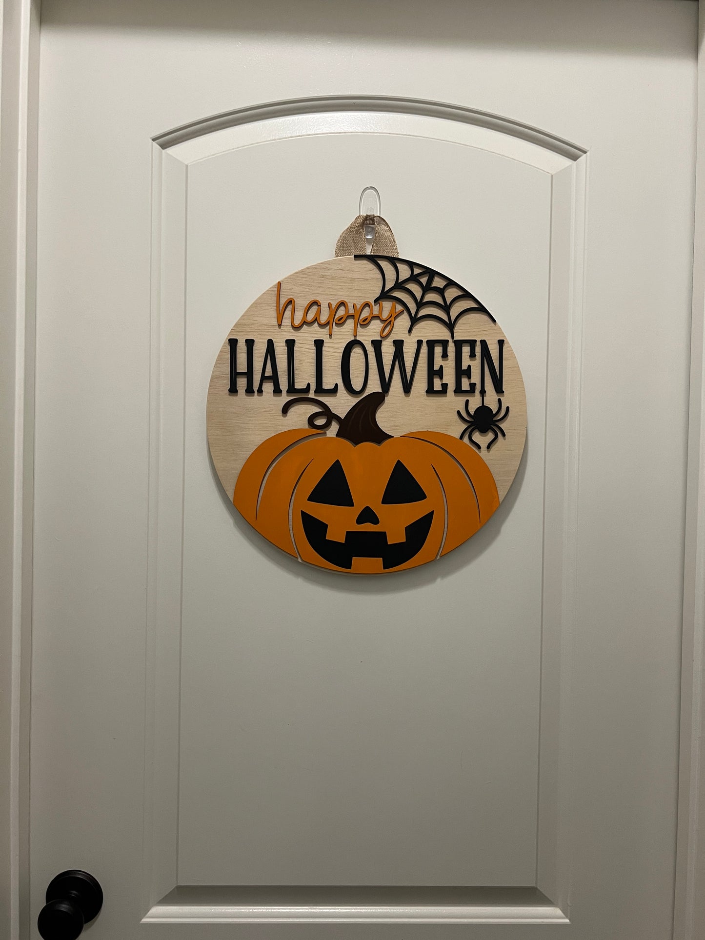 Door Hanger - Happy Halloween (Pumpkin Web)